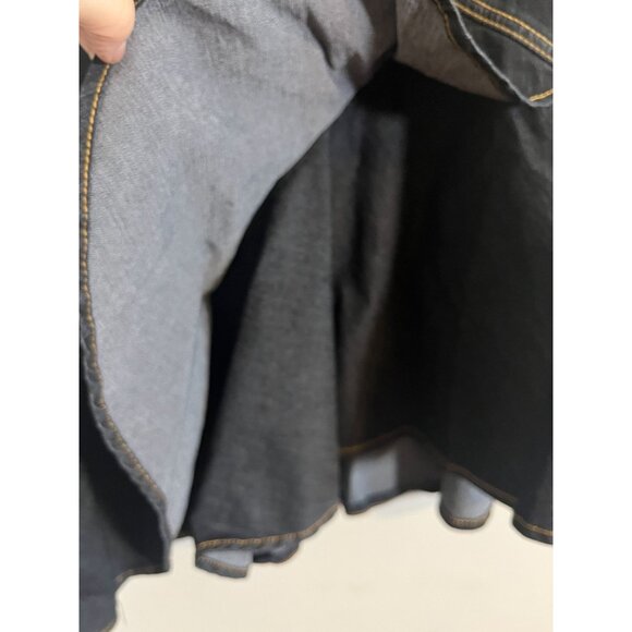 Retro Denim Ruffle Skirt Blue 8 Western Boho Indie Folk Hippie Country Farm 80s - Picture 6 of 11